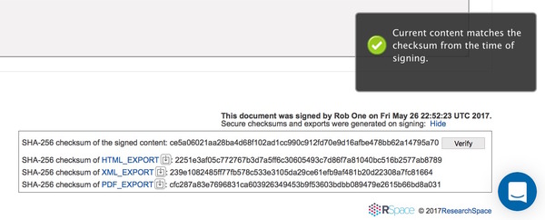 RSpace Checksum Authentication